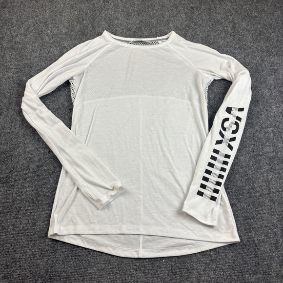 VICTORIA SECRET Women’s VSX Sport White Long Sleeve Mesh Back Shirt size: Small - Picture 1 of 6